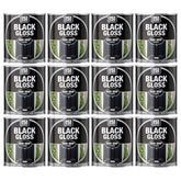 12X Black Gloss Non-Drip Paint 300ml Tin Paint